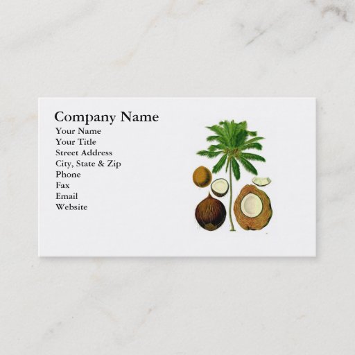 Customizable Coconut Tree Botanical Illustration Business Card