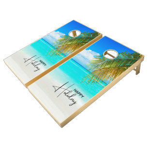 Coconut Tree For Beach Happy Holiday Cornhole Set