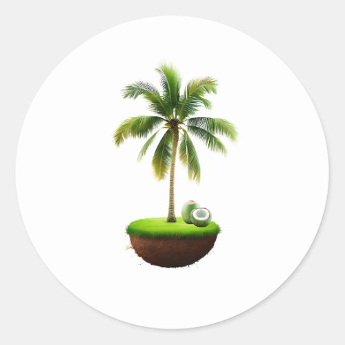 Coconut Tree Fruit Classic Round Sticker