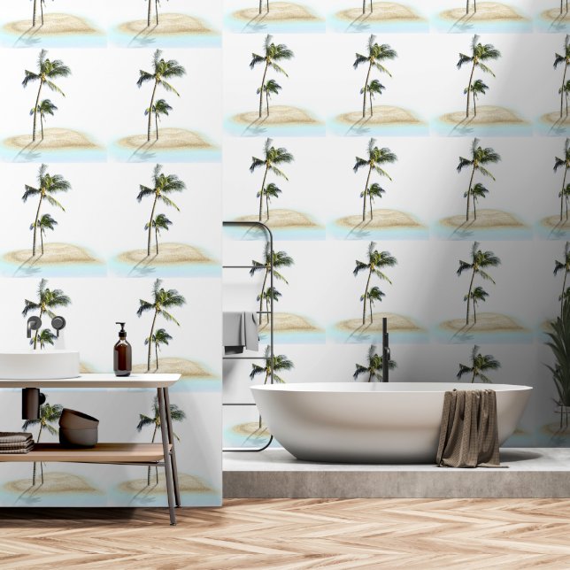 Coconut Tree on The Beach  Wallpaper (Bathroom)