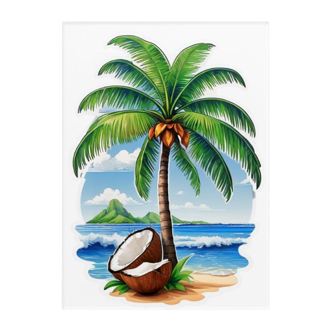 Coconut Tree Tropical Island Acrylic Print (Front)