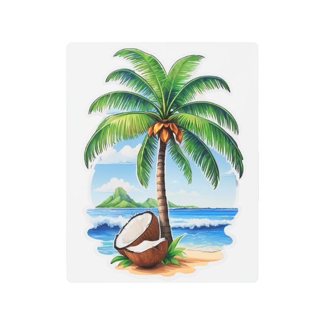Coconut Tree Tropical Island Metal Print (Front)
