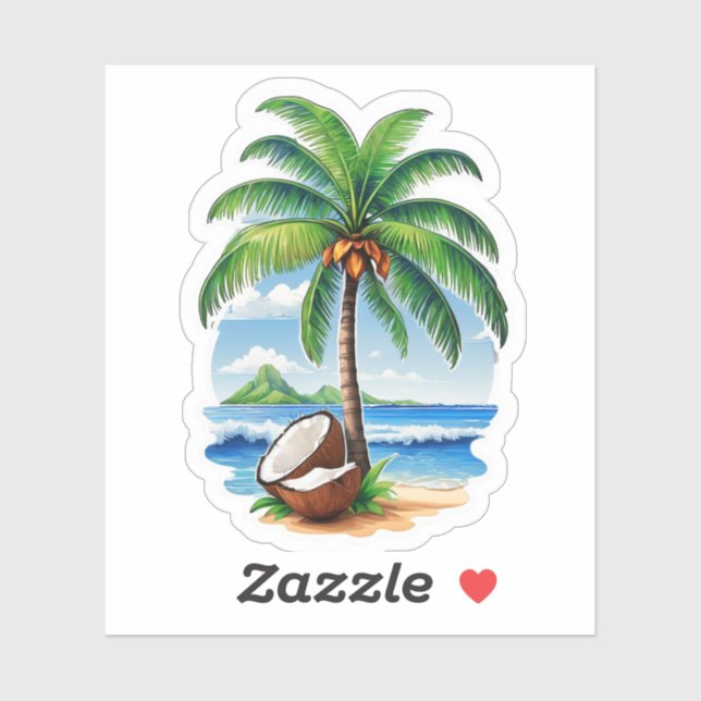 Coconut Tree Tropical Island Sticker (Sheet)