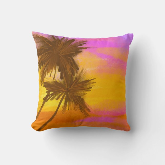 Coconut tree, tropical summer theme. throw pillow (Front)