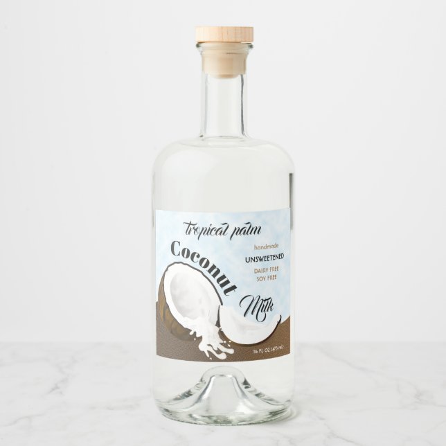 Coconut Tropical Fruit Liquor Bottle Label (Front)