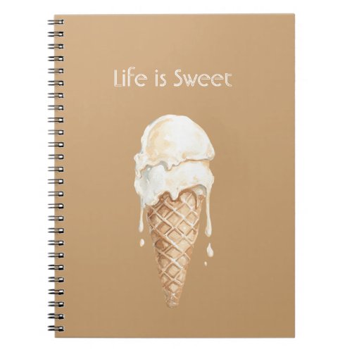 Coconut Vanilla Ice Cream Cone Notebook