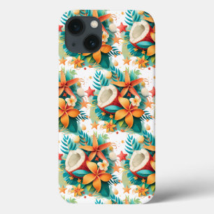 Coconut with Flowers and Shells iPhone 13 Case