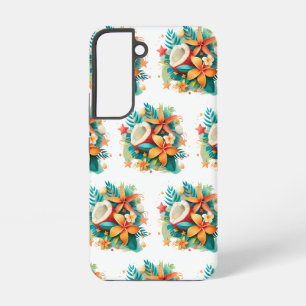 Coconut with Flowers and Shells  Samsung Galaxy S22 Case