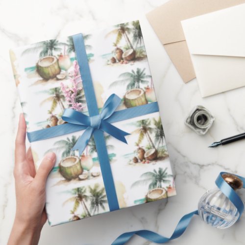 Coconuts and Tropical Cocktails Wrapping Paper