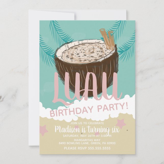 Coconuts Luau Tropical Birthday Party Invitation (Front)