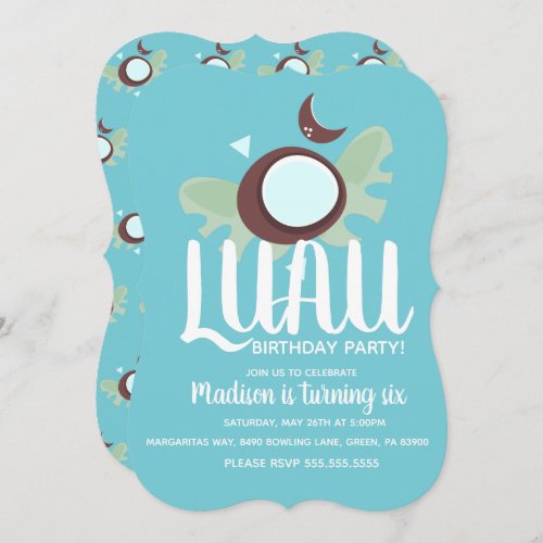 Coconuts Luau Tropical Birthday Party Invitation