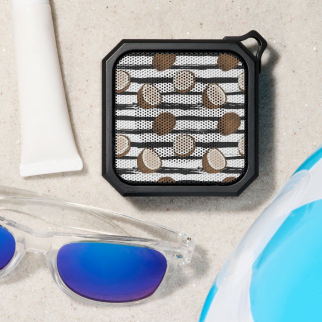 Coconuts on Grunge Stripes Pattern Bluetooth Speaker (Insitu(Beach))