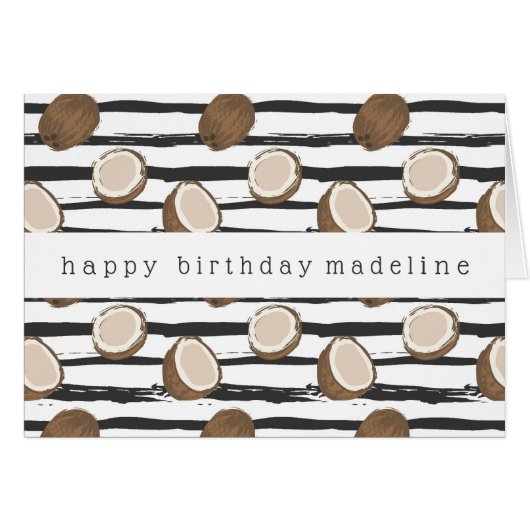 Coconuts on Grunge Stripes Pattern Cards (Front Horizontal)
