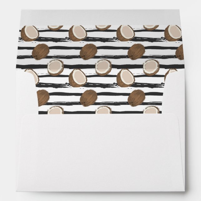 Coconuts on Grunge Stripes Pattern Envelope (Back (Bottom))