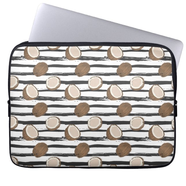 Coconuts on Grunge Stripes Pattern Laptop Sleeve (Front)