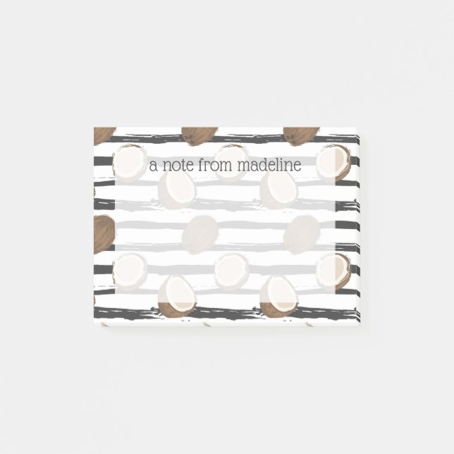 Coconuts on Grunge Stripes Pattern Post-it Notes (Front)