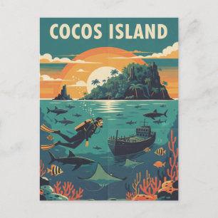 Cocos Island Scuba Diver Postcard