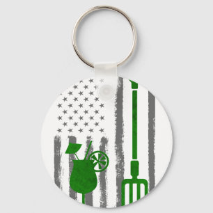 Coctail and gardening  - Vintage USA American Flag Keychain