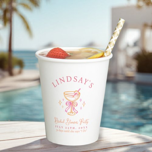 Coctail Bridal Shower Paper Cups