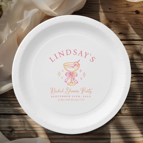 Coctail Bridal Shower Paper Plates
