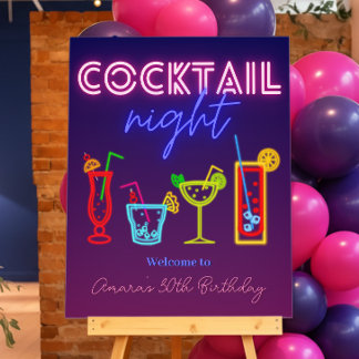 Coctail Night - Neon Drink Welcome Sign