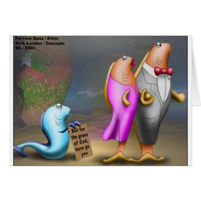 Cod Fishing Beggar Offbeat Funny Gifts & Tees Greeting Cards