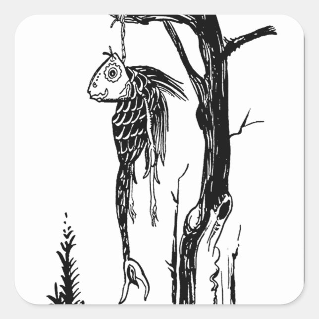 Cod, Hanging on a Branch Square Sticker (Front)