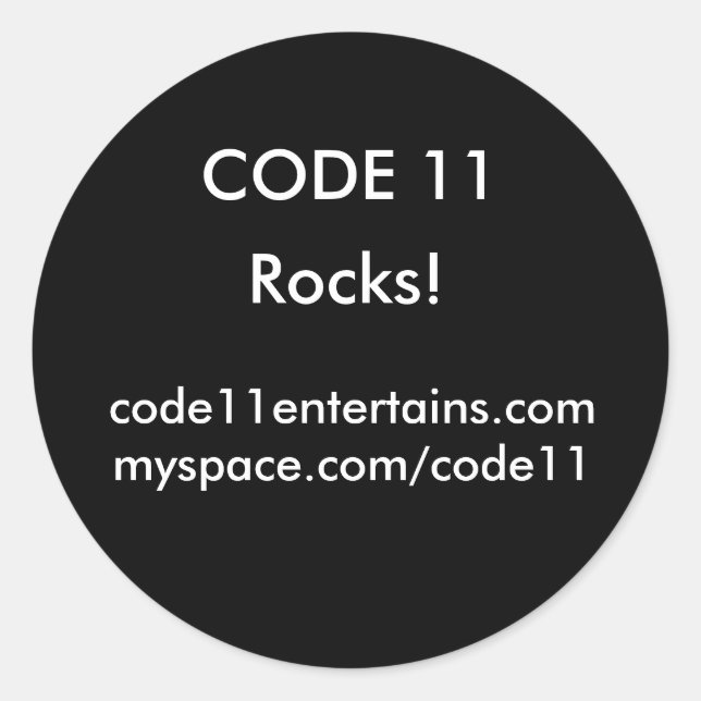 CODE 11 blk/wht round stickers (Front)