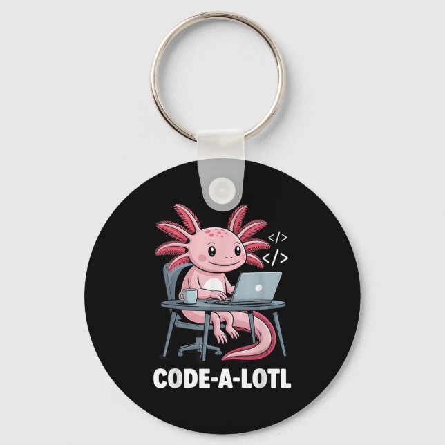 Code-alotl Funny Axolotl Tee For Programmers  Keychain (Front)
