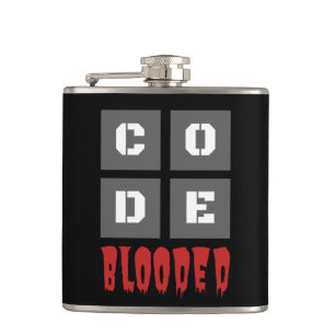 CODE Blooded Coded Computer Programmer Funny Flask