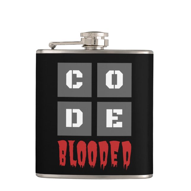 CODE Blooded Coded Computer Programmer Funny Flask (Front)