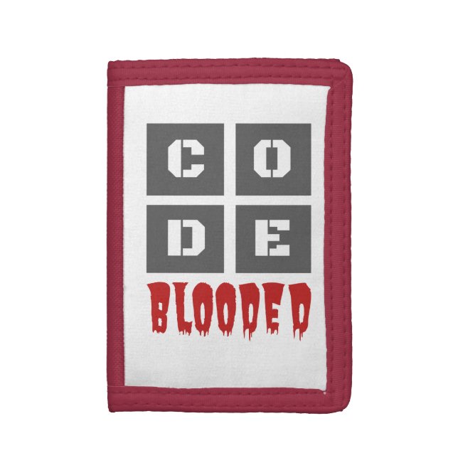 Code Blooded Coding Computer Programing Funny Tri-fold Wallet (Front Vertical)