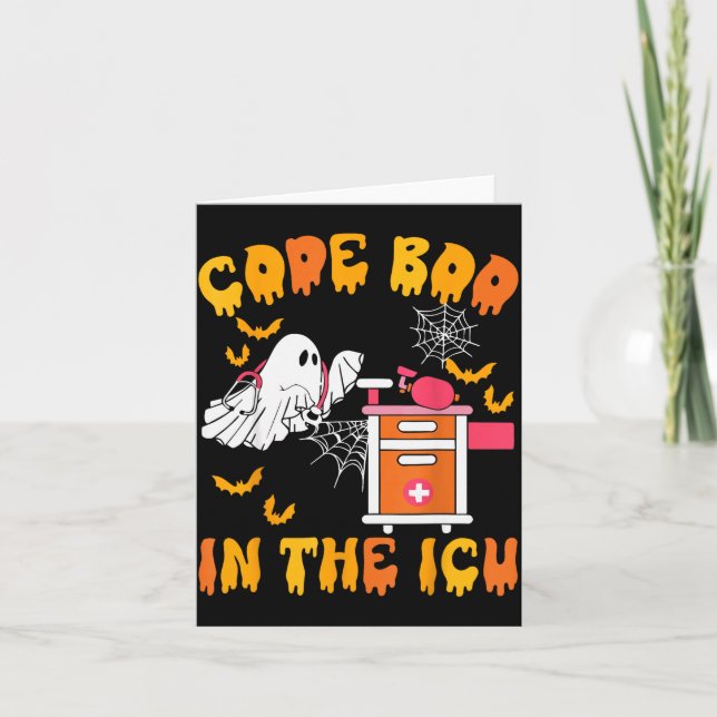 Code Boo In The Icu Ghost Nurse Halloween Soky Sea Card (Front)