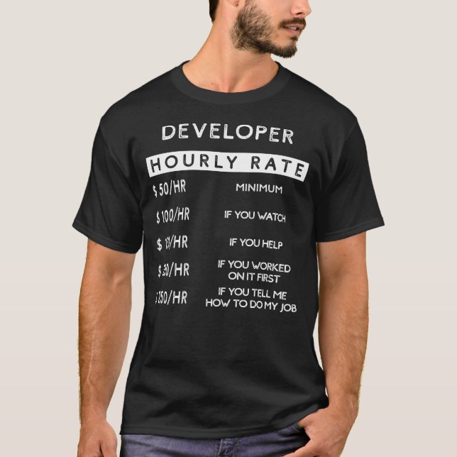 Code & Chuckles - Developers Hourly Rate Humor Tee (Front)
