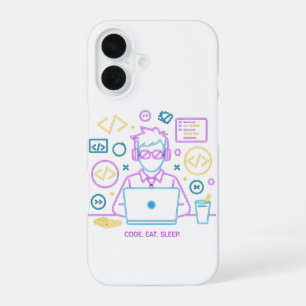 Code. Eat. Sleep. iPhone 16 Case