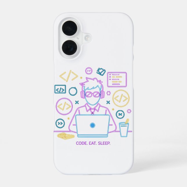 Code. Eat. Sleep. Iphone Case (Back)