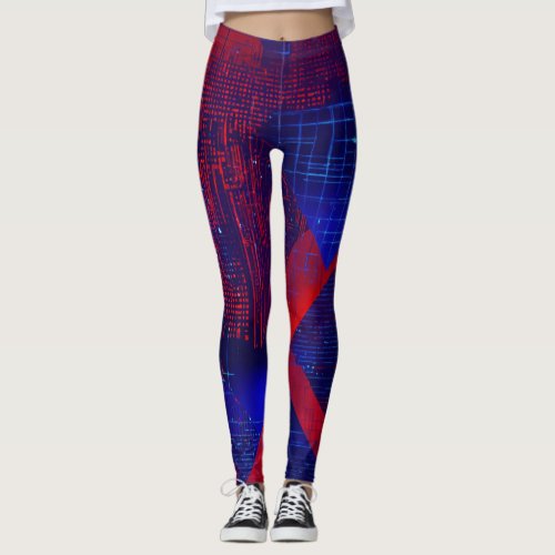 Code_Infused Leggings for a RedBlue Extravaganza
