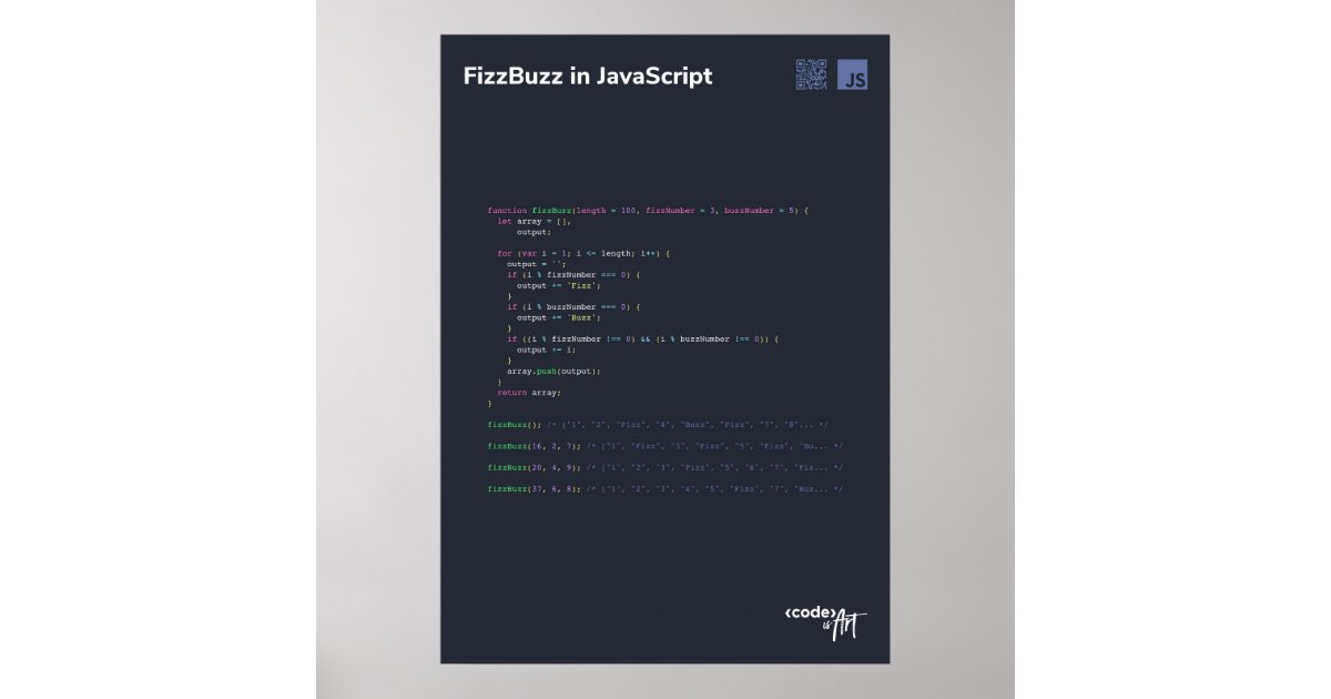 Code Is Art - Code Poster 20" x 28" | Zazzle