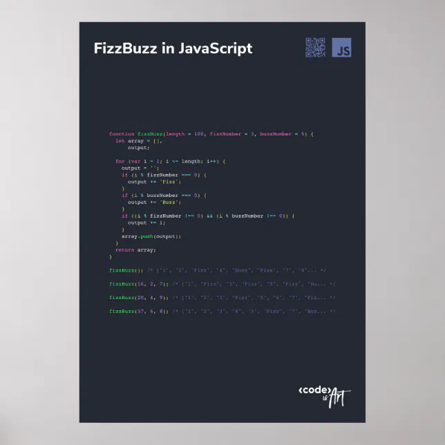 Code Is Art - Code Poster 20" x 28" | Zazzle