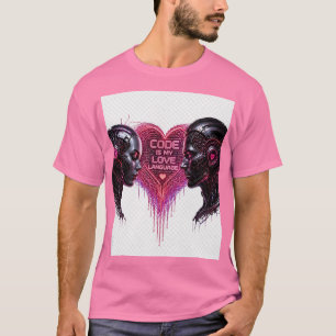 Code Is My Love Language Cyberpunk Cyborg Romance T-Shirt