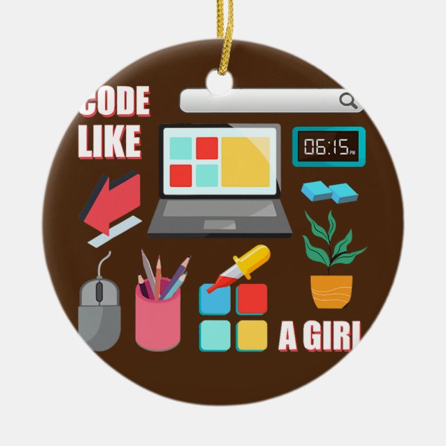 Code Like A Girl Coder Programmer Software Ceramic Ornament (Front)