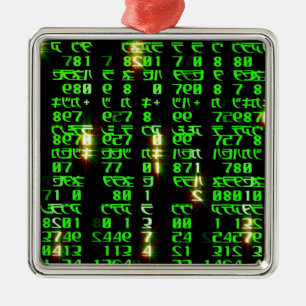 Code matrix metal ornament
