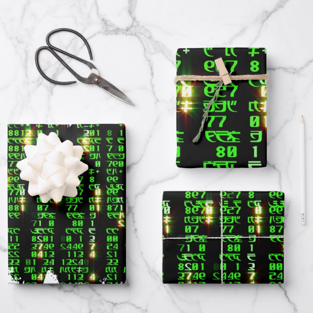 Code matrix wrapping paper sheets (Front)
