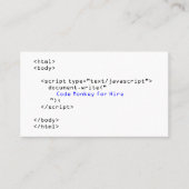 Code Monkey Javascript Business Card (Front)