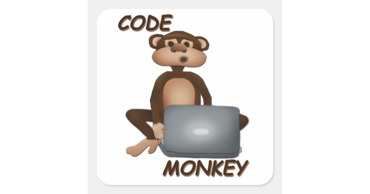 Code Monkey Square Sticker | Zazzle