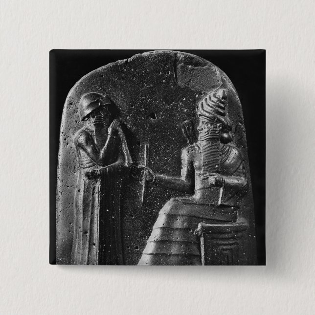 Code of Hammurabi, top of the stele Button (Front)
