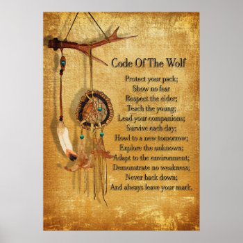Code Of The Wolf Dreamcatcher Poster by Irisangel at Zazzle
