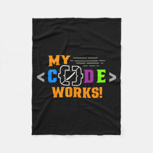 Code works funny programmer coding softwareCode wo Fleece Blanket