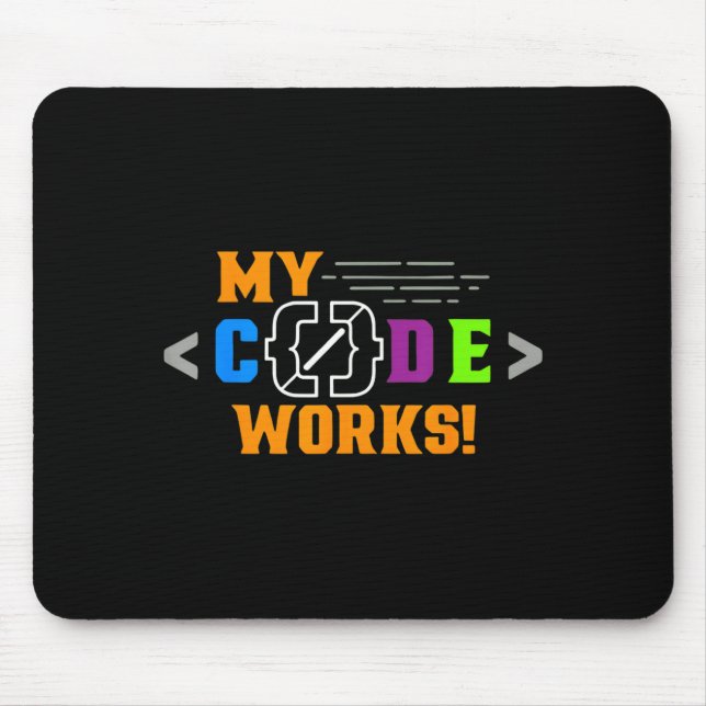 Code works funny programmer coding softwareCode wo Mouse Pad (Front)