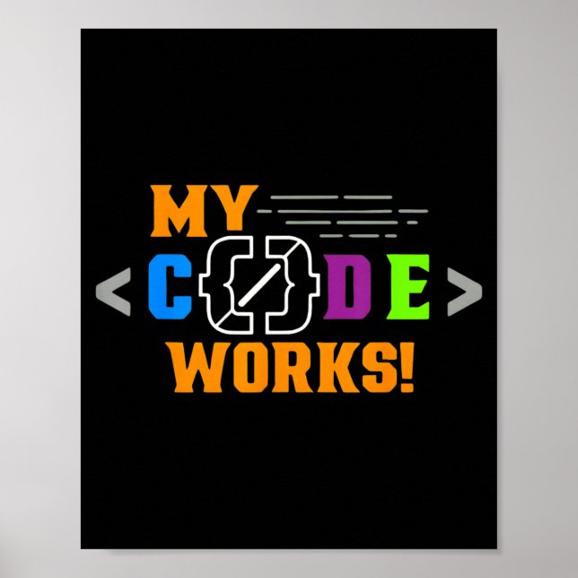 Code works funny programmer coding softwareCode wo Poster (Front)